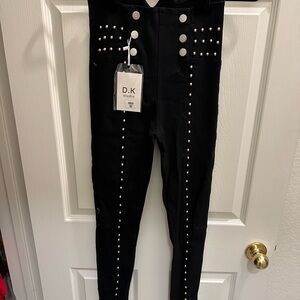 Black Straight Leg Pants silver studs Medium